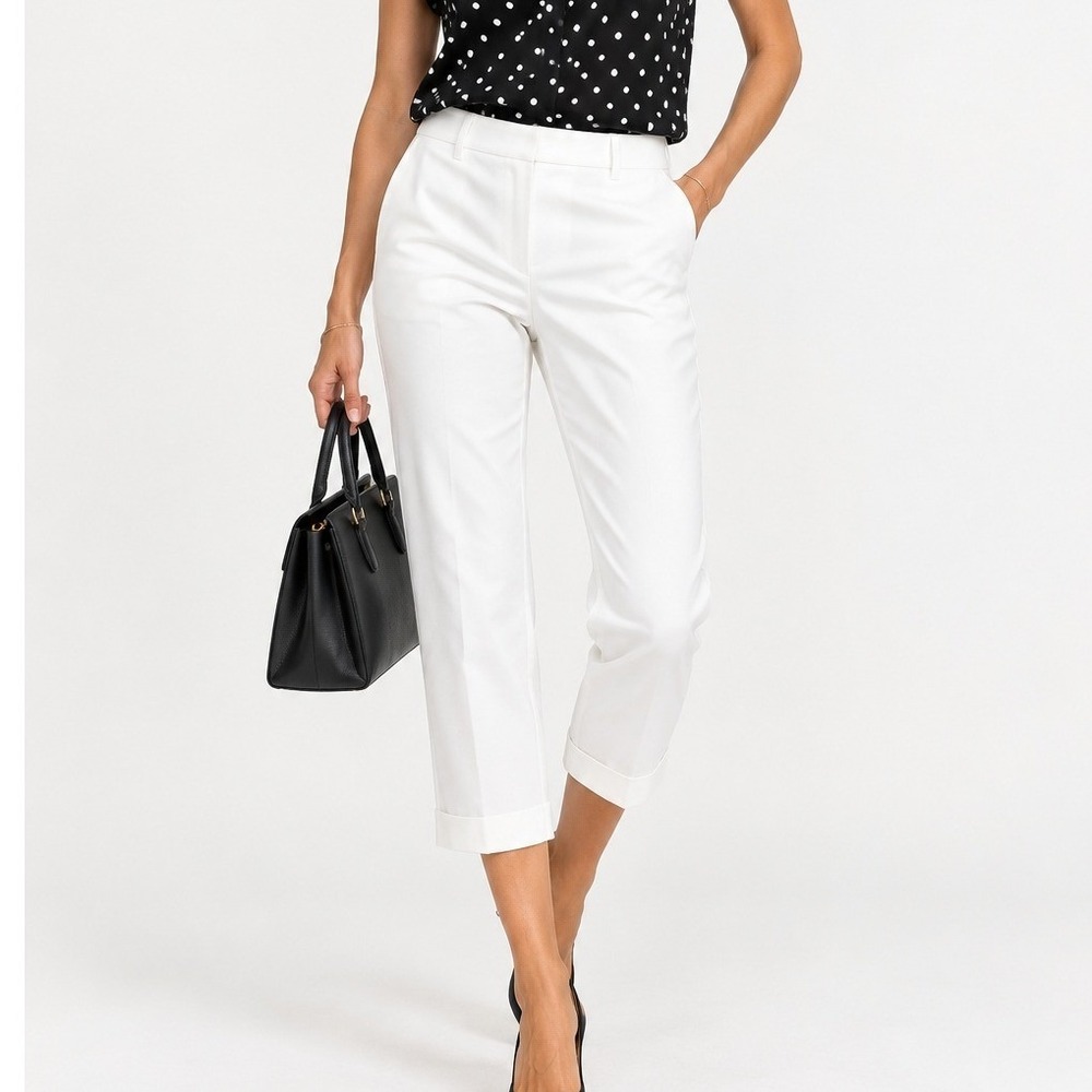 White House Black Market Slim Crop White Dress Pants Office Casual Wear 12P NWT